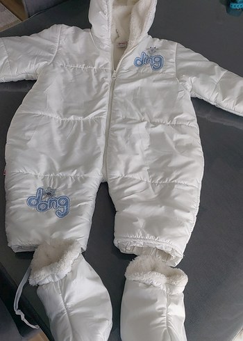 Kapüşonlu Beyaz Bebek Tulumu Kürklü - Görsel 5