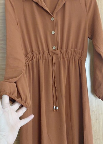 Bej Uzun Kollu Bohem ayrobın Elbise - Görsel 4