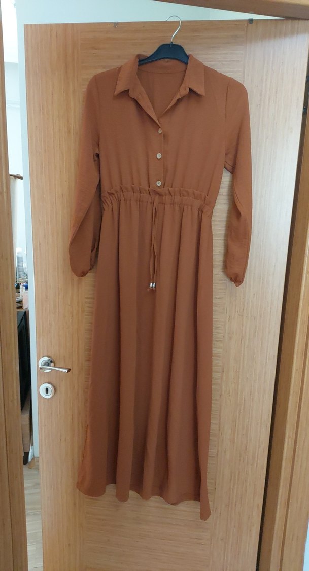 Bej Uzun Kollu Bohem ayrobın Elbise - Görsel 2