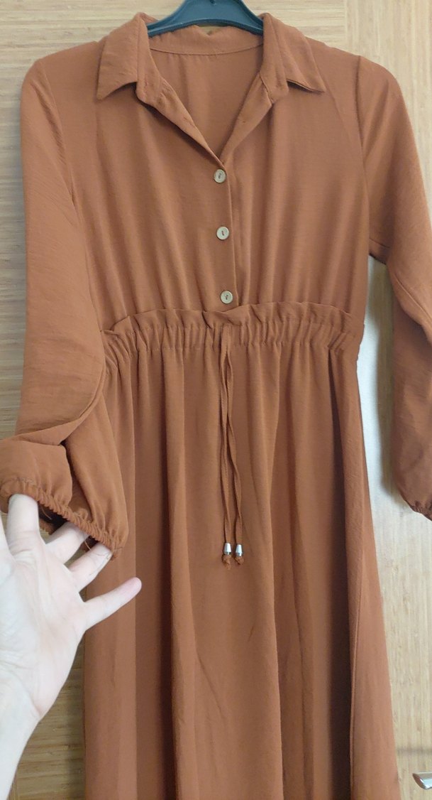 Bej Uzun Kollu Bohem ayrobın Elbise - Görsel 4