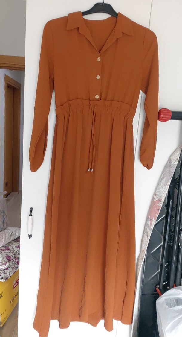 Bej Uzun Kollu Bohem ayrobın Elbise - Görsel 5