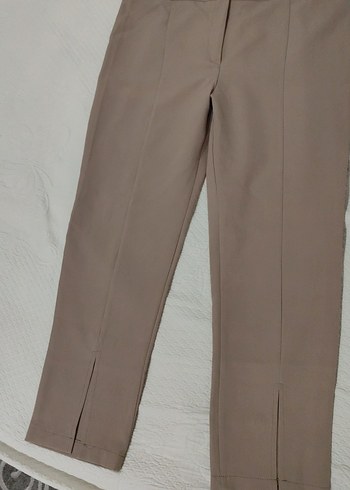 Bej Kadın Midi Kumaş Pantolon - Görsel 3