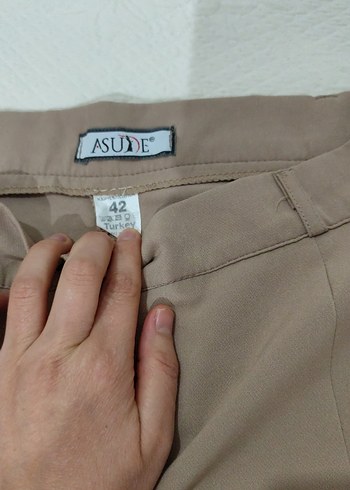 Bej Kadın Midi Kumaş Pantolon - Görsel 4