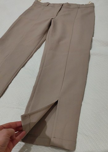 Bej Kadın Midi Kumaş Pantolon - Görsel 2