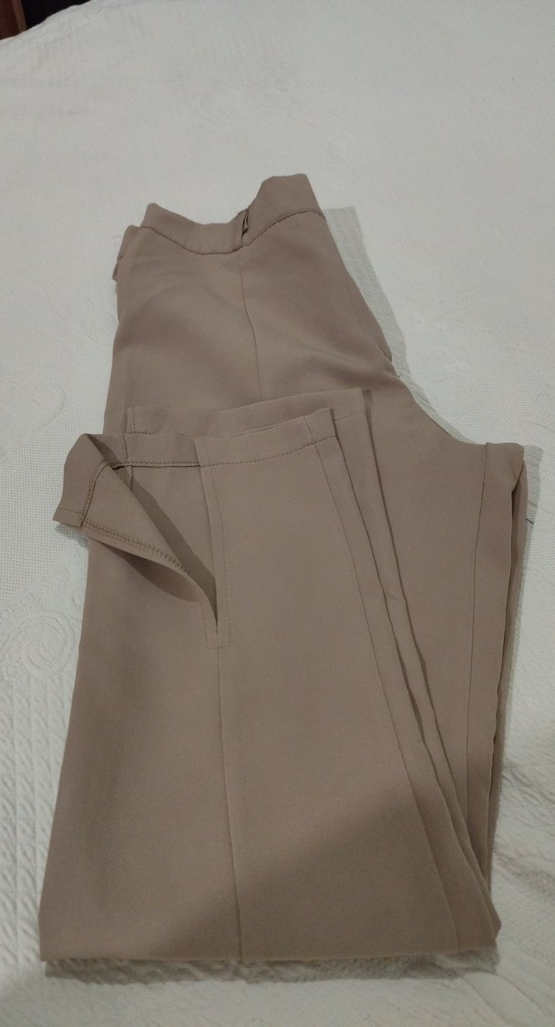 Bej Kadın Midi Kumaş Pantolon - Görsel 5