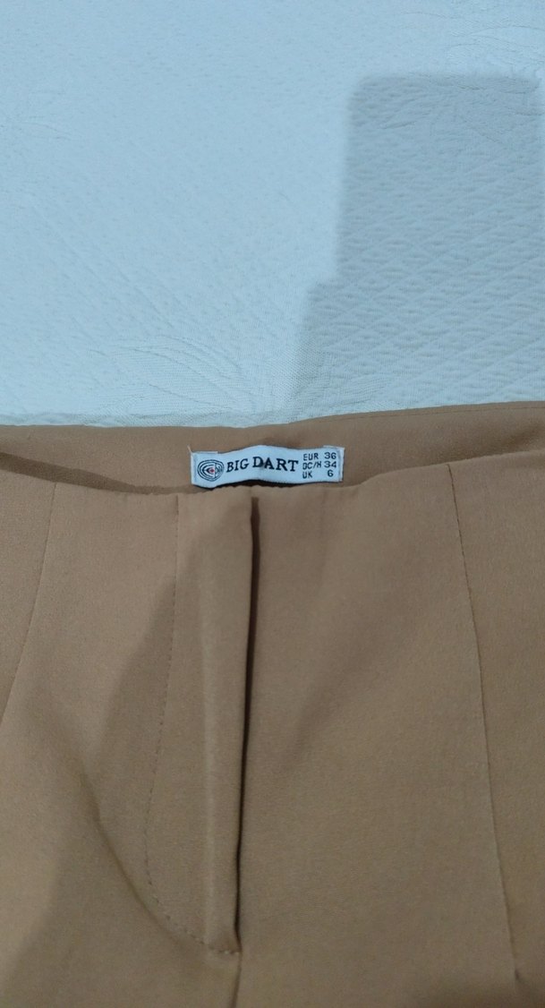 Bej Kadın Midi Kumaş Pantolon sıfır ürün hiç kullanılmamışc - Görsel 3