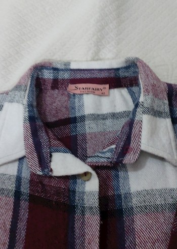 Düğmeli Uzun Bordo Ekose Tunik - Görsel 4