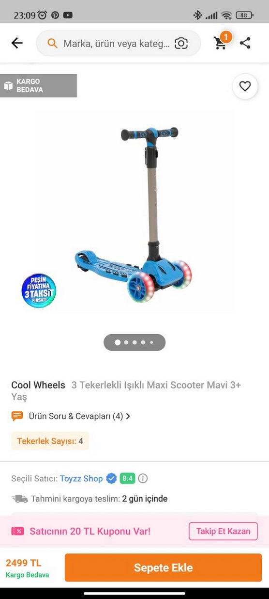 Mavi Çocuk Scooterı - Görsel 5