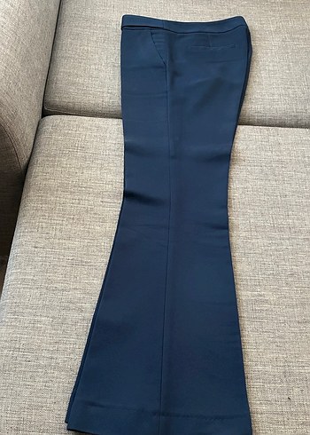 Lacivert Pilili Kadın Kumaş Pantolon