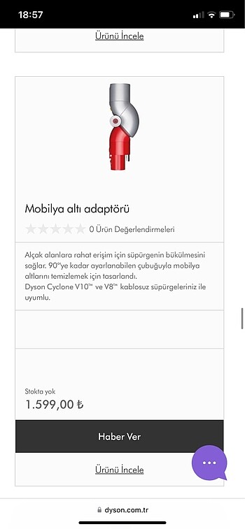 Dyson mobilya altı adaptörü