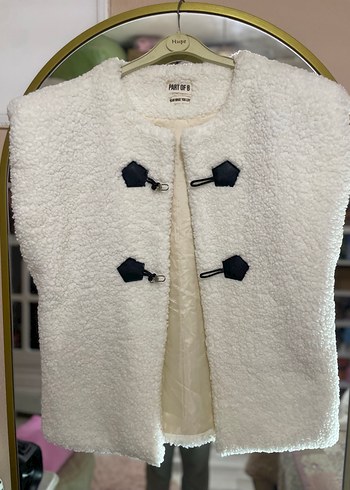 Beyaz Kürklü Yüksek Yaka Kadın yelek - Görsel 6