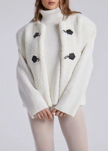Beyaz Kürklü Yüksek Yaka Kadın yelek - Görsel 3