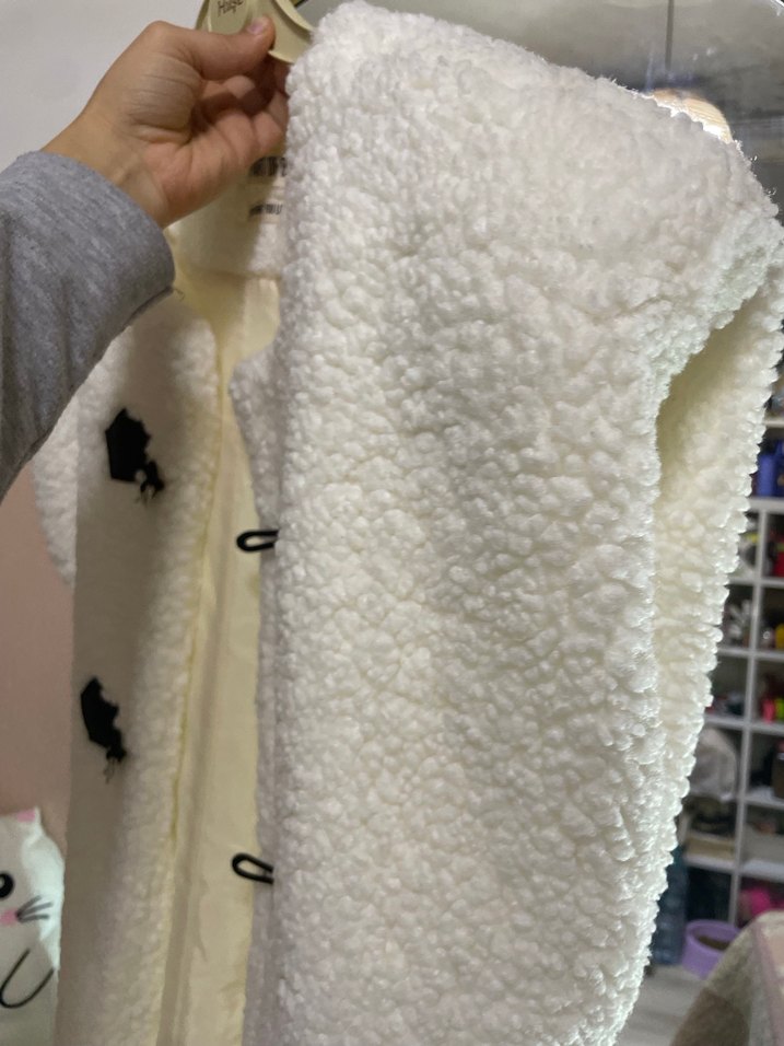 Beyaz Kürklü Yüksek Yaka Kadın yelek - Görsel 5