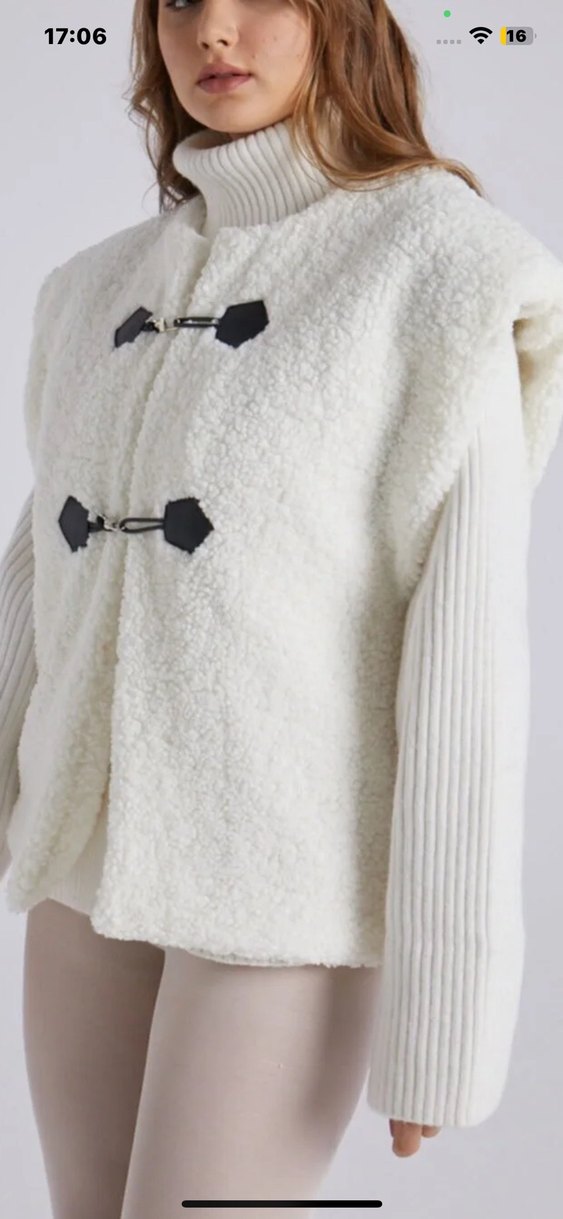 Beyaz Kürklü Yüksek Yaka Kadın yelek - Görsel 2