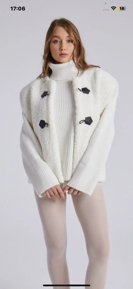 Beyaz Kürklü Yüksek Yaka Kadın yelek - Görsel 3
