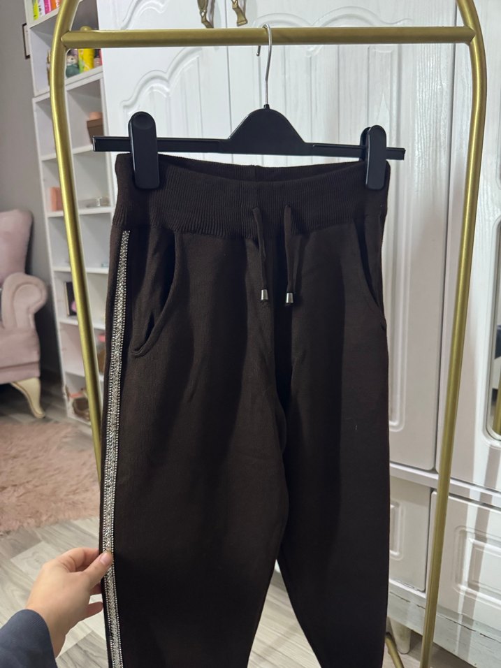 Acı kahve triko pantolon - Görsel 3