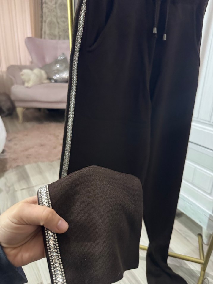 Acı kahve triko pantolon - Görsel 4