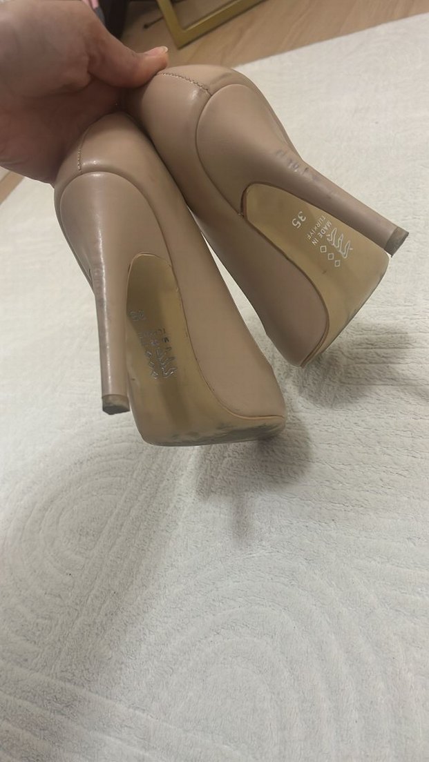 Bej Minimalist Stiletto Topuklu Kadın Ayakkabı - Görsel 3