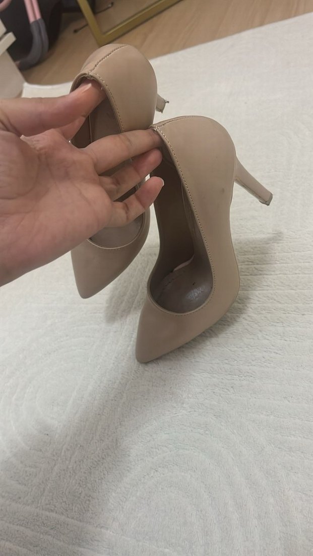 Bej Minimalist Stiletto Topuklu Kadın Ayakkabı - Görsel 4
