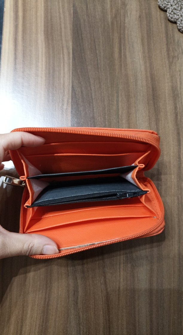 Turuncu Deri Fermuarlı Kadın Cüzdanı - Görsel 4