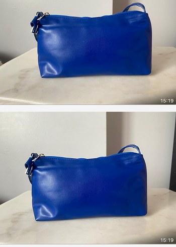 Mavi Deri Fermuarlı Kadın Çantası - Görsel 2