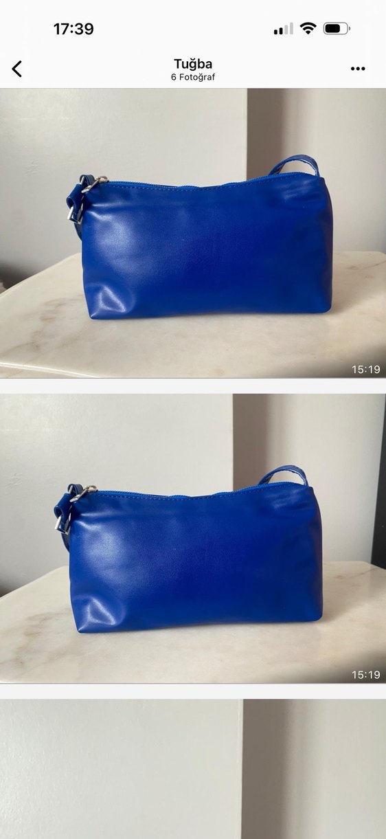 Mavi Deri Fermuarlı Kadın Çantası - Görsel 2