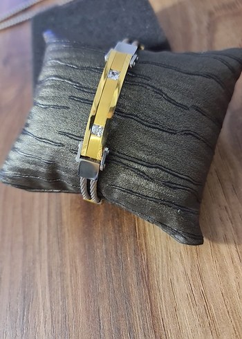 Gold Gümüş Zirkon Taşlı Çelık bileklik