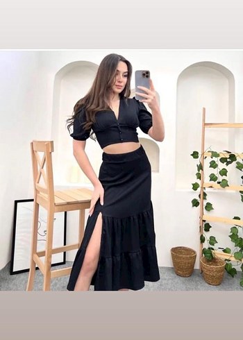 Diğer Siyah Mini Midi Etek