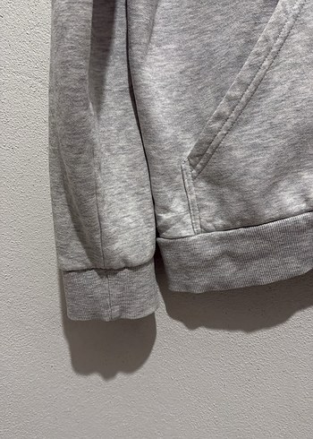 l Beden gri Renk Gri Kapüşonlu Fermuarlı Kadın Sweatshirt