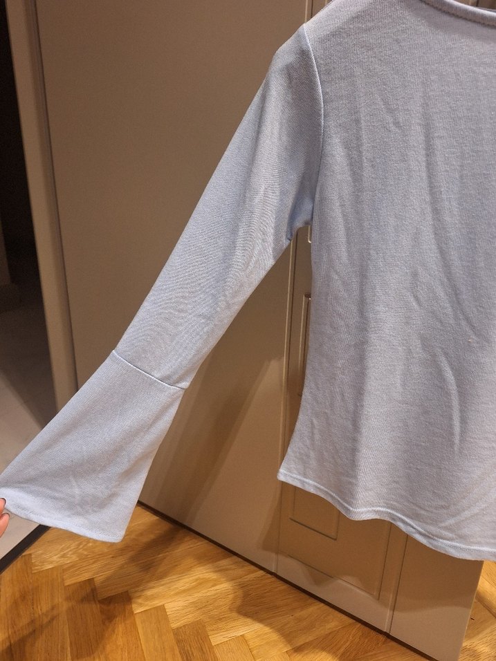 Bebe Mavisi Kolları Volanlı Bluz - Görsel 2