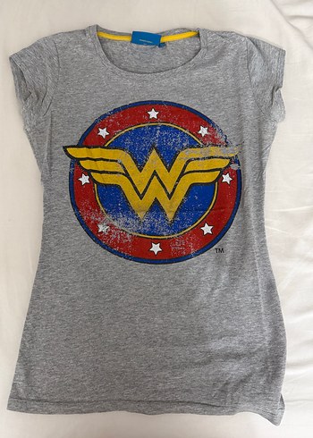 Diğer Gri Wonder Woman Baskılı Tişört