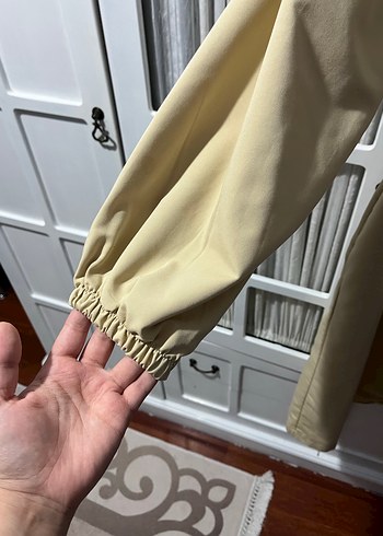 Krem rengi Midi trençkot - Görsel 5