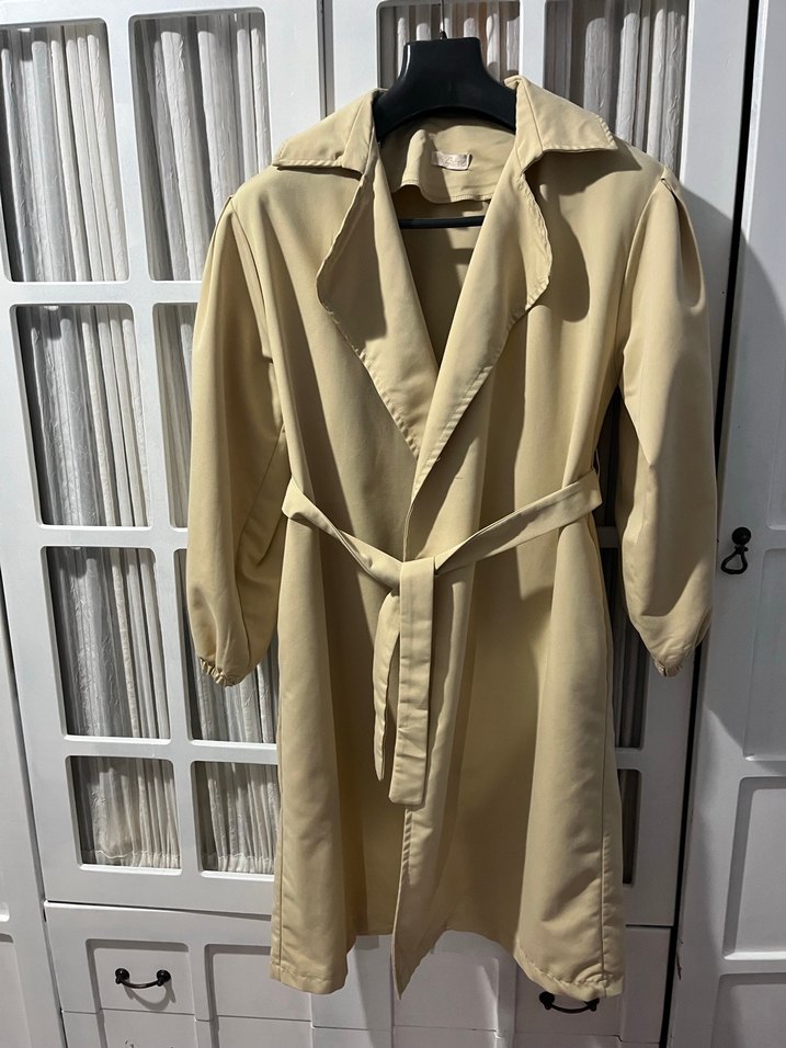 Krem rengi  Midi trençkot - Görsel 2