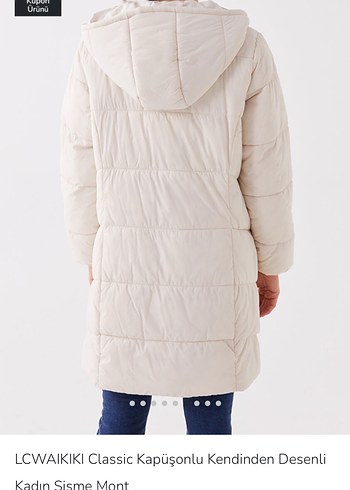 LC Waikiki krem Kapüşonlu Kadın Mont - Görsel 3
