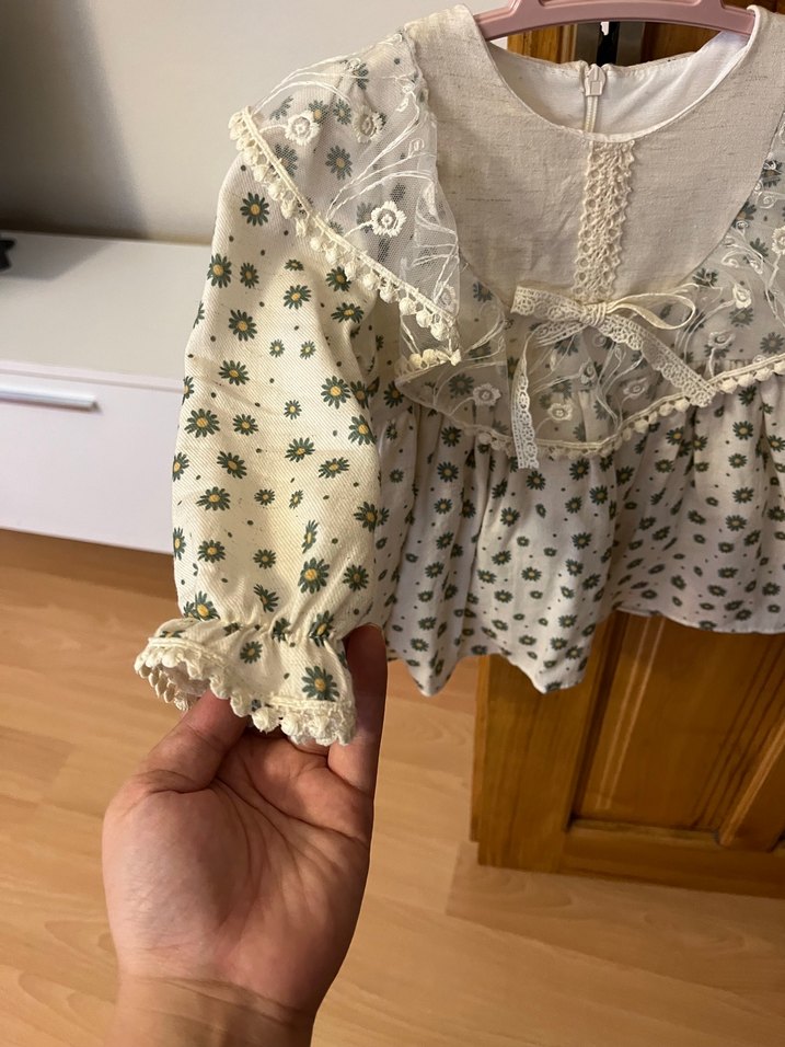 Kız Çocuk Dantel ve papatya  Detaylı - Görsel 4