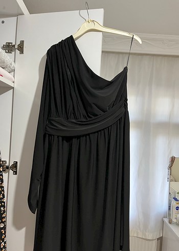 Tek Omuzlu Siyah Uzun Abiye Elbise - Görsel 5