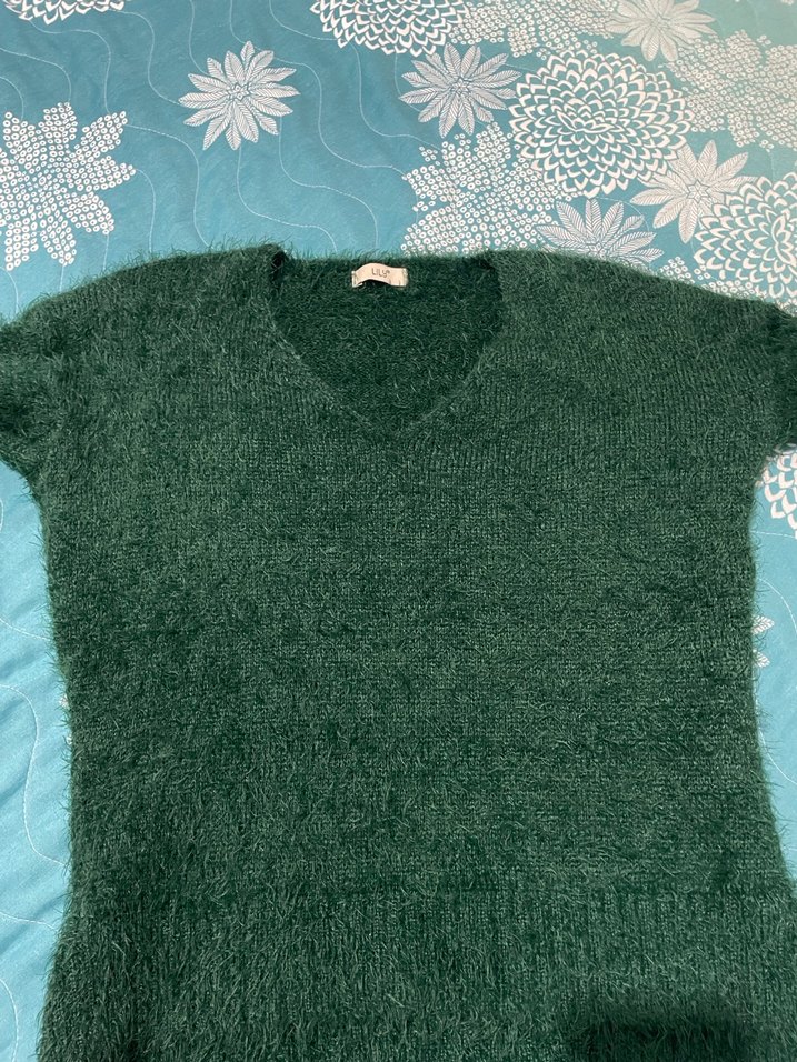 Kadın Yeşil Bohem Örgü Kazak - Görsel 2