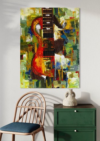 Soyut Gitar Temalı Duvar Tablosu El Yapımı