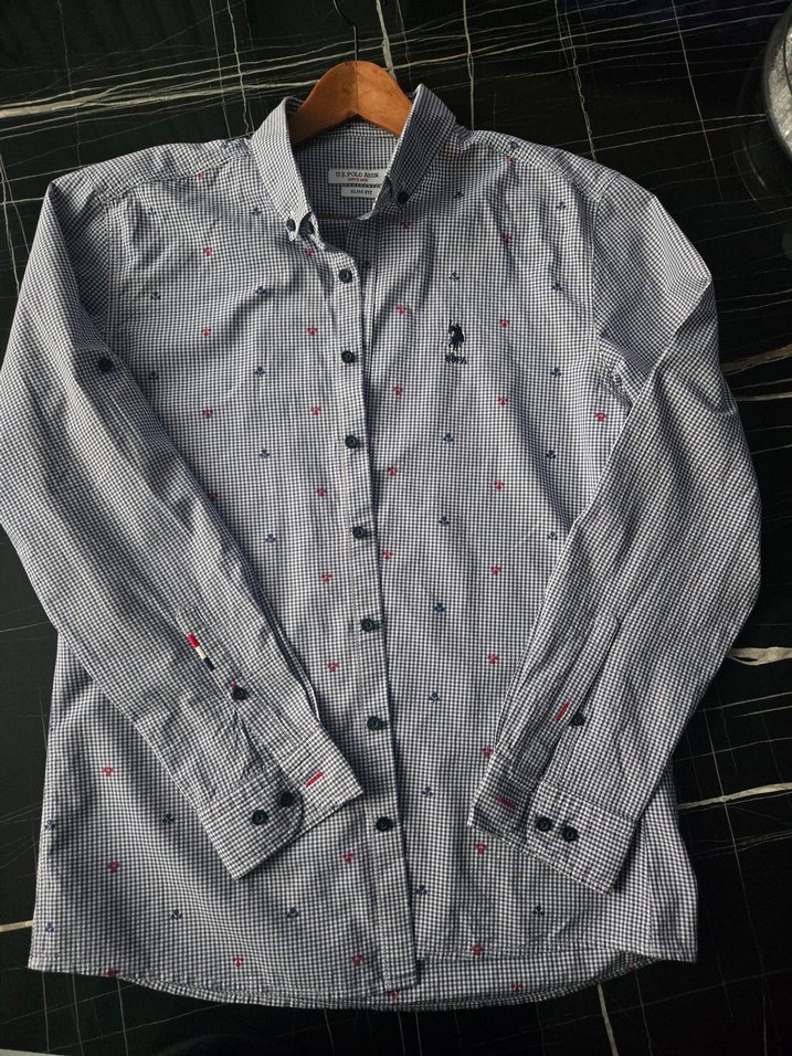 2 adt polo slim fit L gömlk v 1 mavi marka siyah gömlk v 2 çorap - Görsel 4