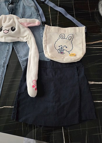 Kız çocuk etek ,pantalon,bez Çanta ve Tavşan Şapka - Görsel 2