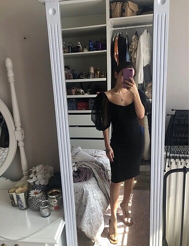 Zara Zara balon kol midi boy elbise