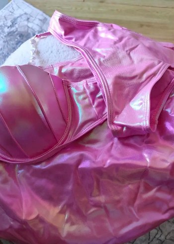 diğer Beden pembe Renk Parlak Pembe Bikini Takım 3lü