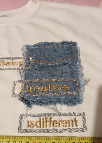 42 Beden Beyaz Baskılı Kadın Sweatshirt
