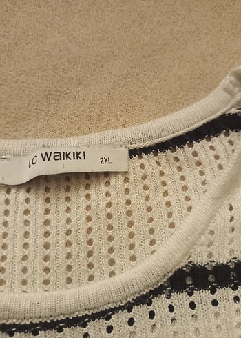 Kadın Çizgili Triko Kazak - Görsel 2