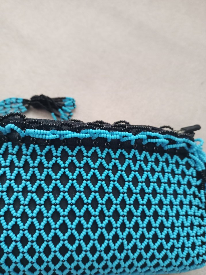 Turkuaz Örgü Kadın Portföy Çanta - Görsel 3