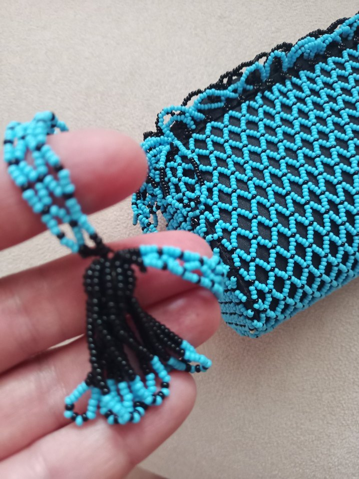 Turkuaz Örgü Kadın Portföy Çanta - Görsel 4