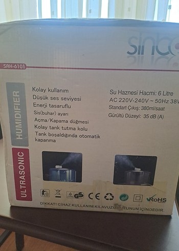 Sinbo Ultrasonik Nemlendirici Mavi-Gri ,soğuk buhar makinesi - Görsel 2