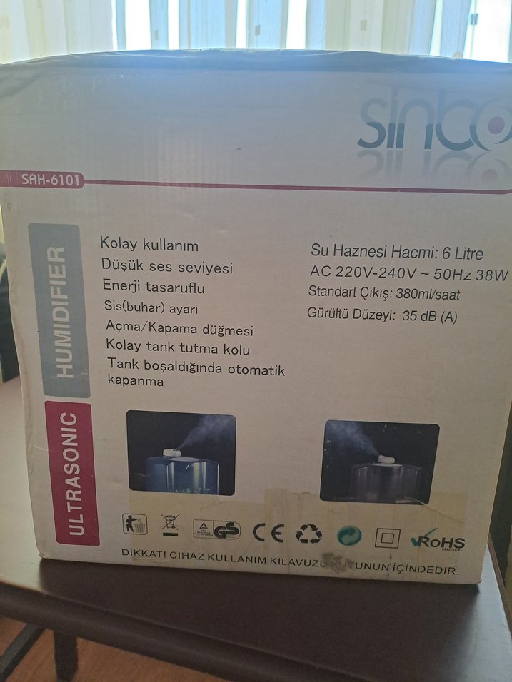 Sinbo Ultrasonik Nemlendirici Mavi-Gri ,soğuk buhar makinesi - Görsel 2