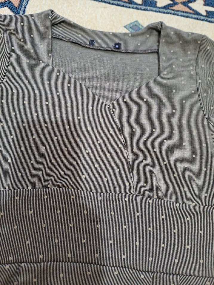 Puantiye Desenli Gri belden pilili kışlık   Elbise - Görsel 2