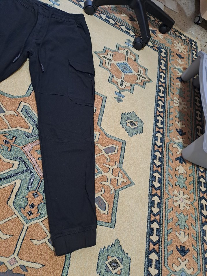 Siyah Bol Kesim Kemerli Erkek kumaş Pantolon - Görsel 2